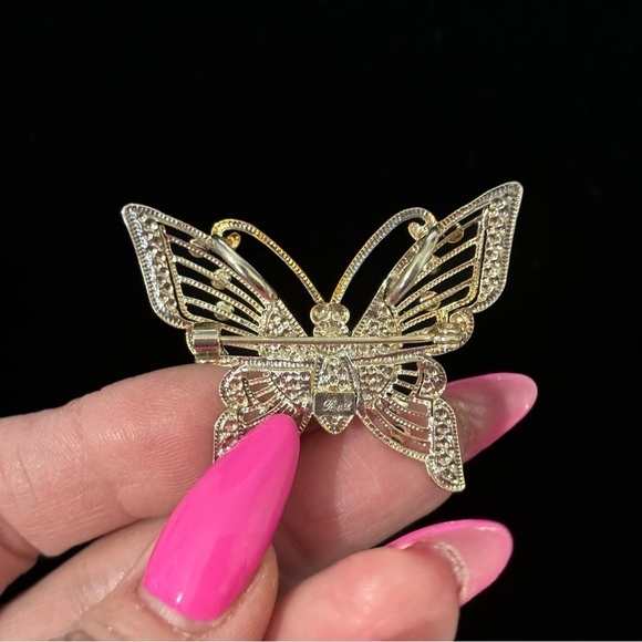 Best Vintage silver and gold tone rhinestone pendant or brooch - Picture 4 of 10